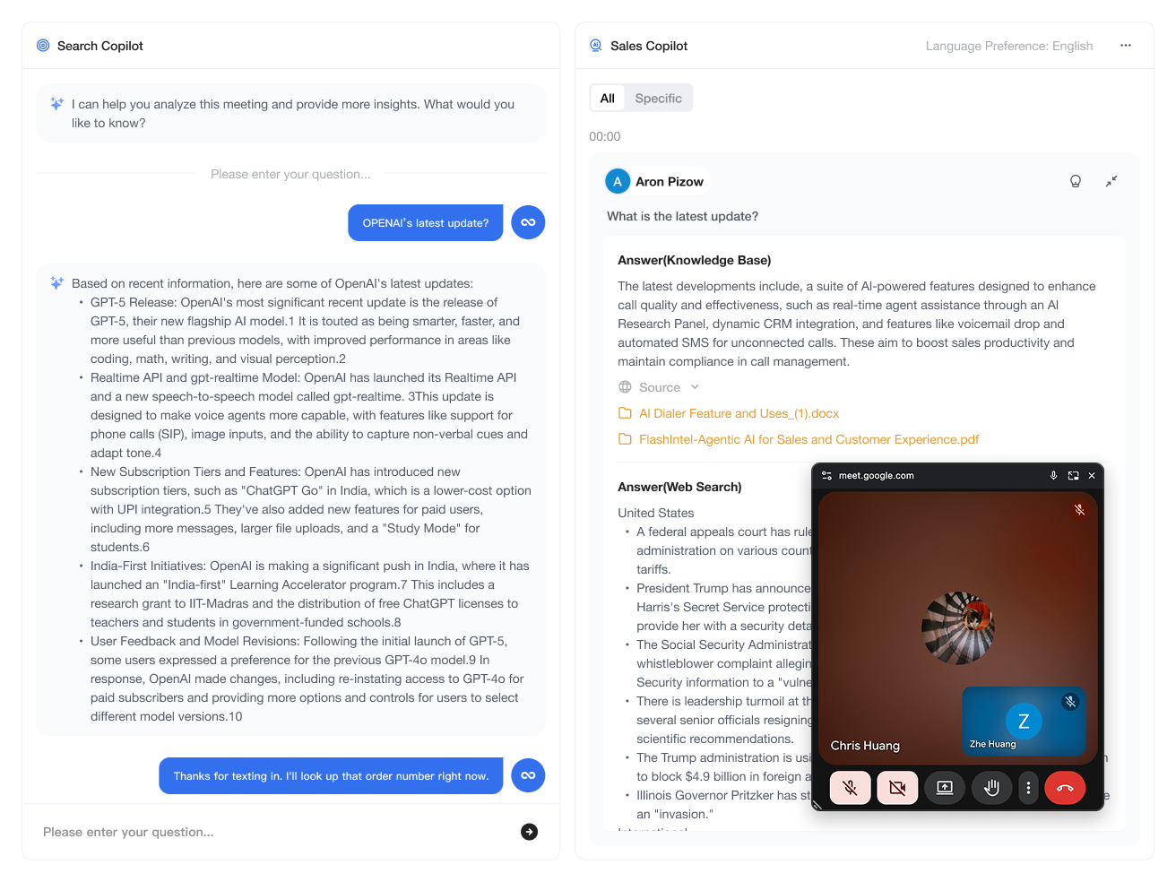 Team meeting with AI assistant